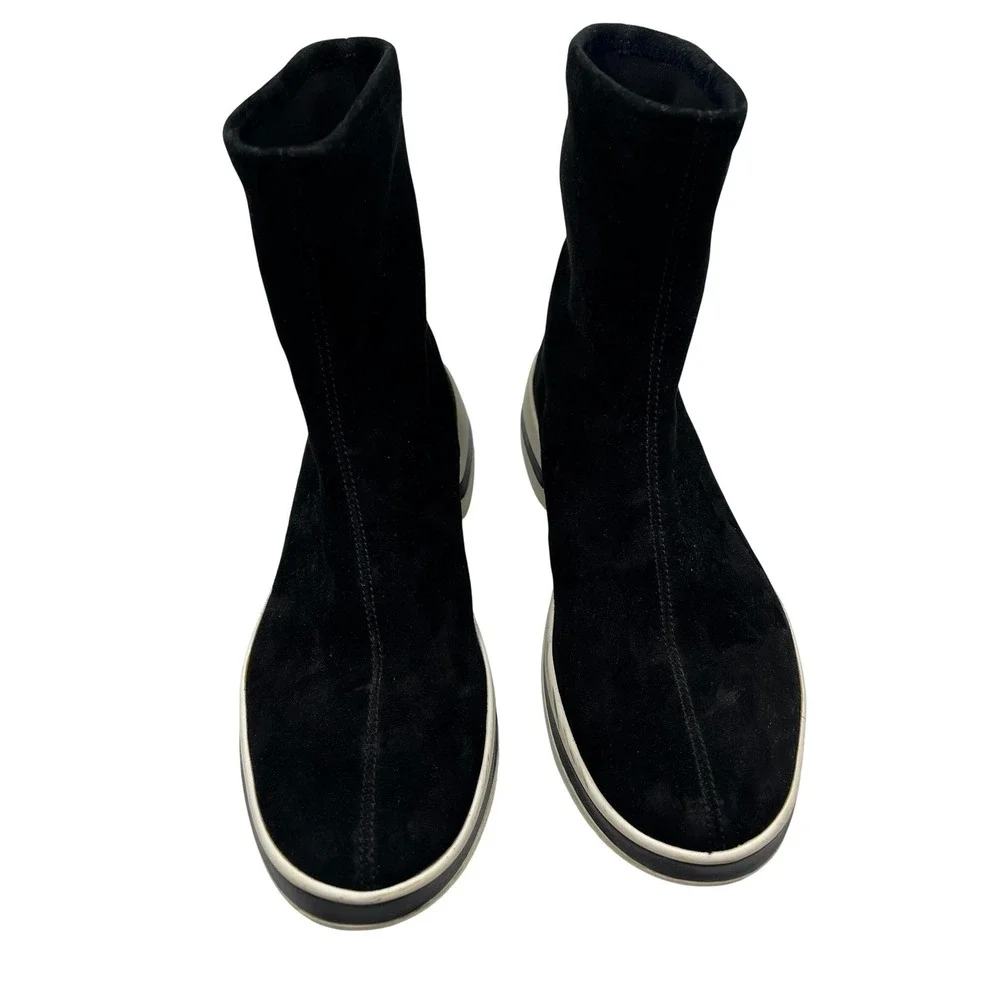 Stuart Weitzman  Bootie Women 9.5 Black Good Stretch Sock Platform Lug Sole